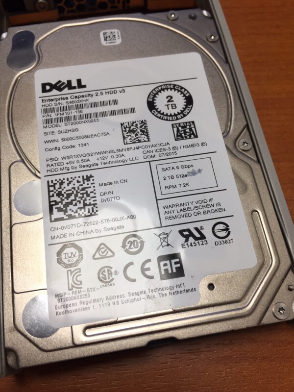 Dell – HDD 2To SATA 7.2k 6G – DP/N : 0V07TD – Serveurs d'occasion